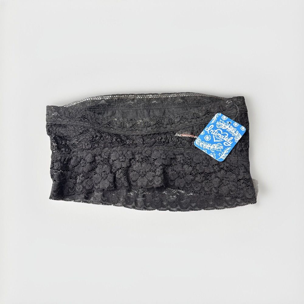NWT Free People Black‎ Lace Scallop Bandeau Bralette XS X-Small - Picture 3 of 3